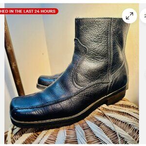 Vintage Y2K GBX Black Pebble Leather Mod Square Toe Boots Mens 10 D Fast Ship